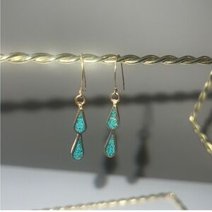 Elegant Gold and Turquoise Drop Earrings